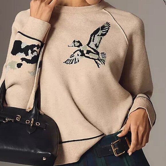 Anthropologie Pilcro The Oaklyn Cozy Knit Crew-Neck Duck Sweater Top Size XL NWT - Picture 3 of 6